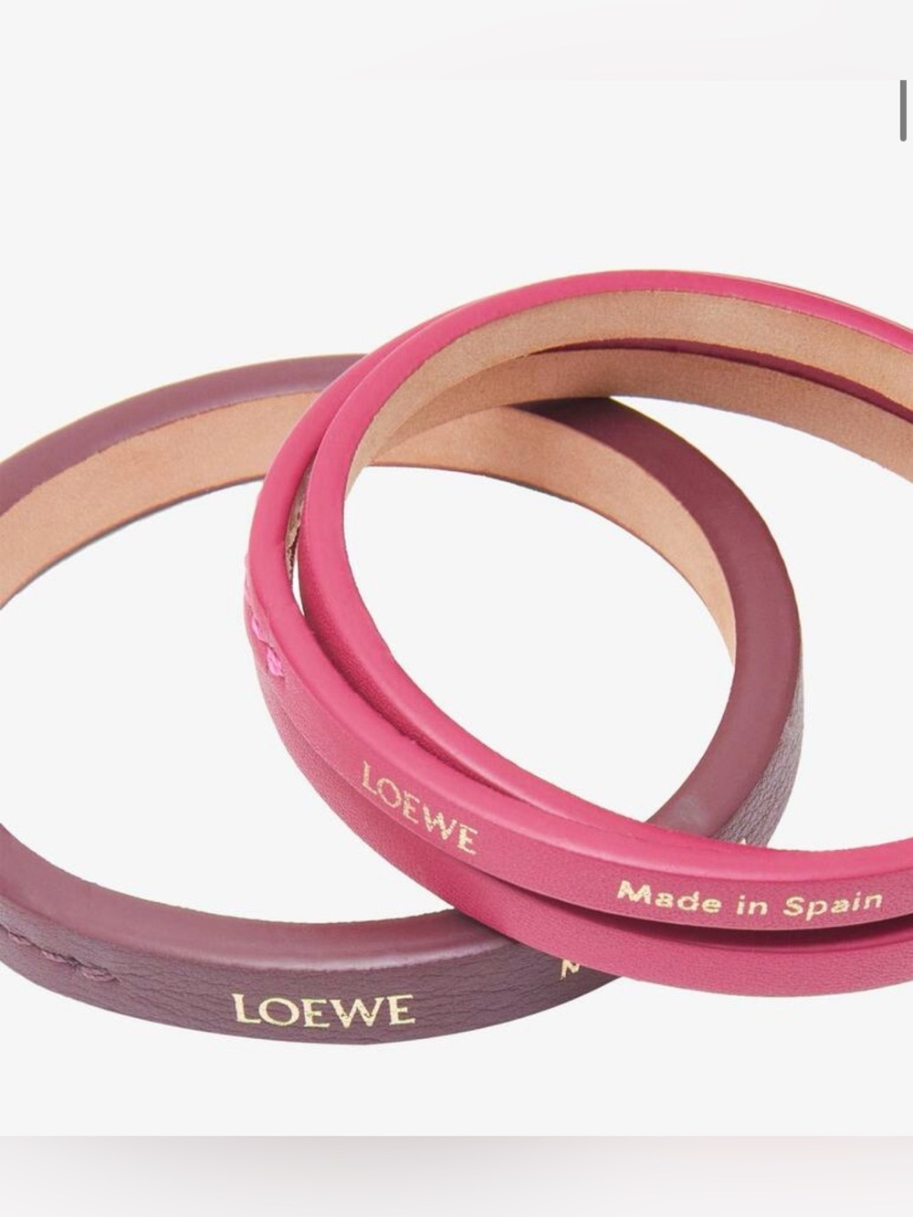 Loewe Calfskin Double Bangle Set in Burgundy/Magenta NWOT
